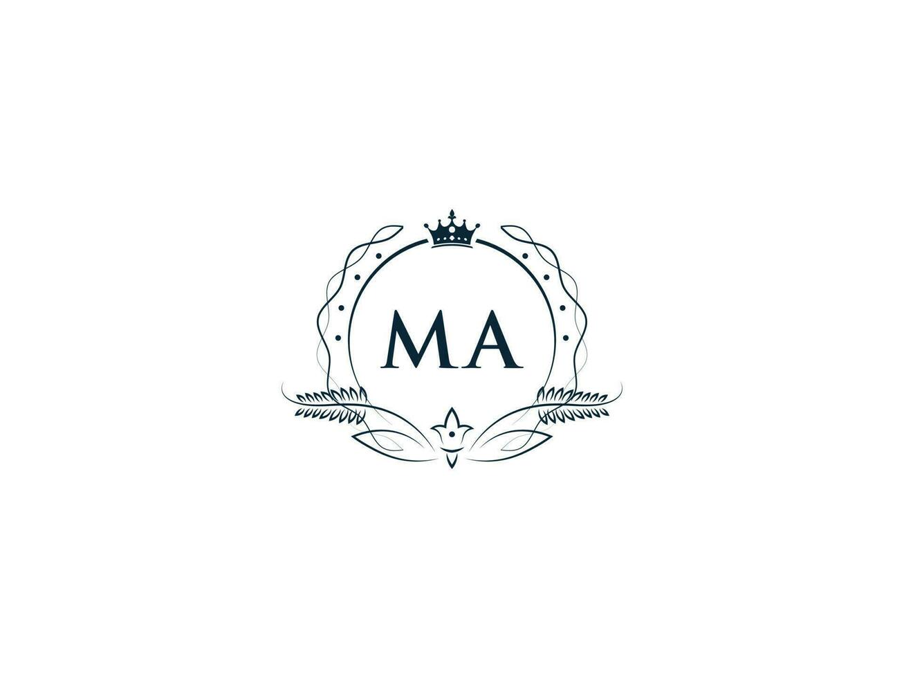 Monogram Ma Luxury Crown Logo, Creative Feminine Ma am Logo Letter Icon Vector