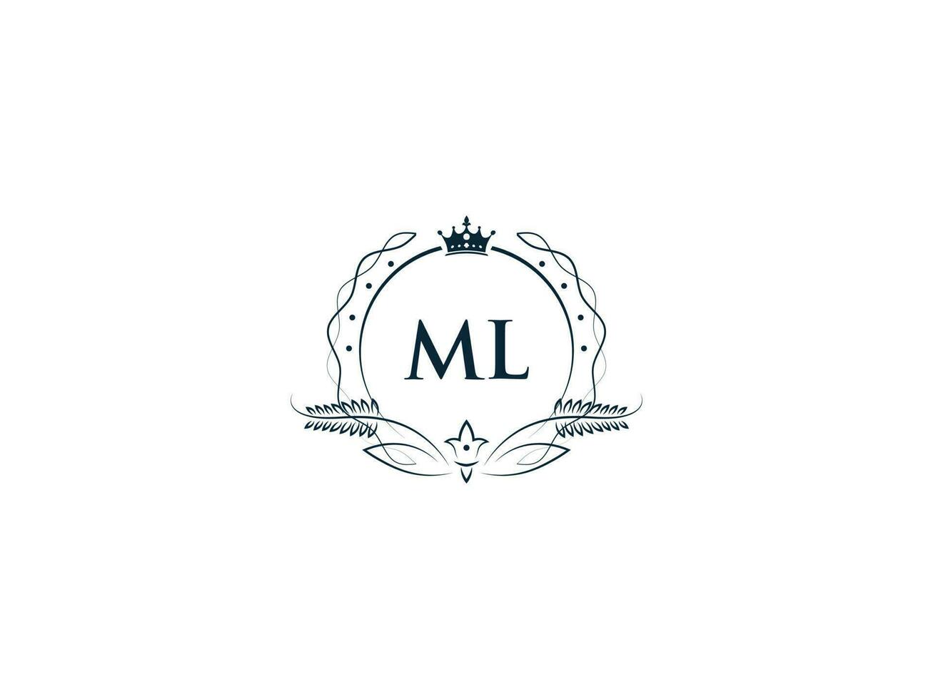 Monogram Ml Luxury Crown Logo, Creative Feminine Ml lm Logo Letter Icon Vector