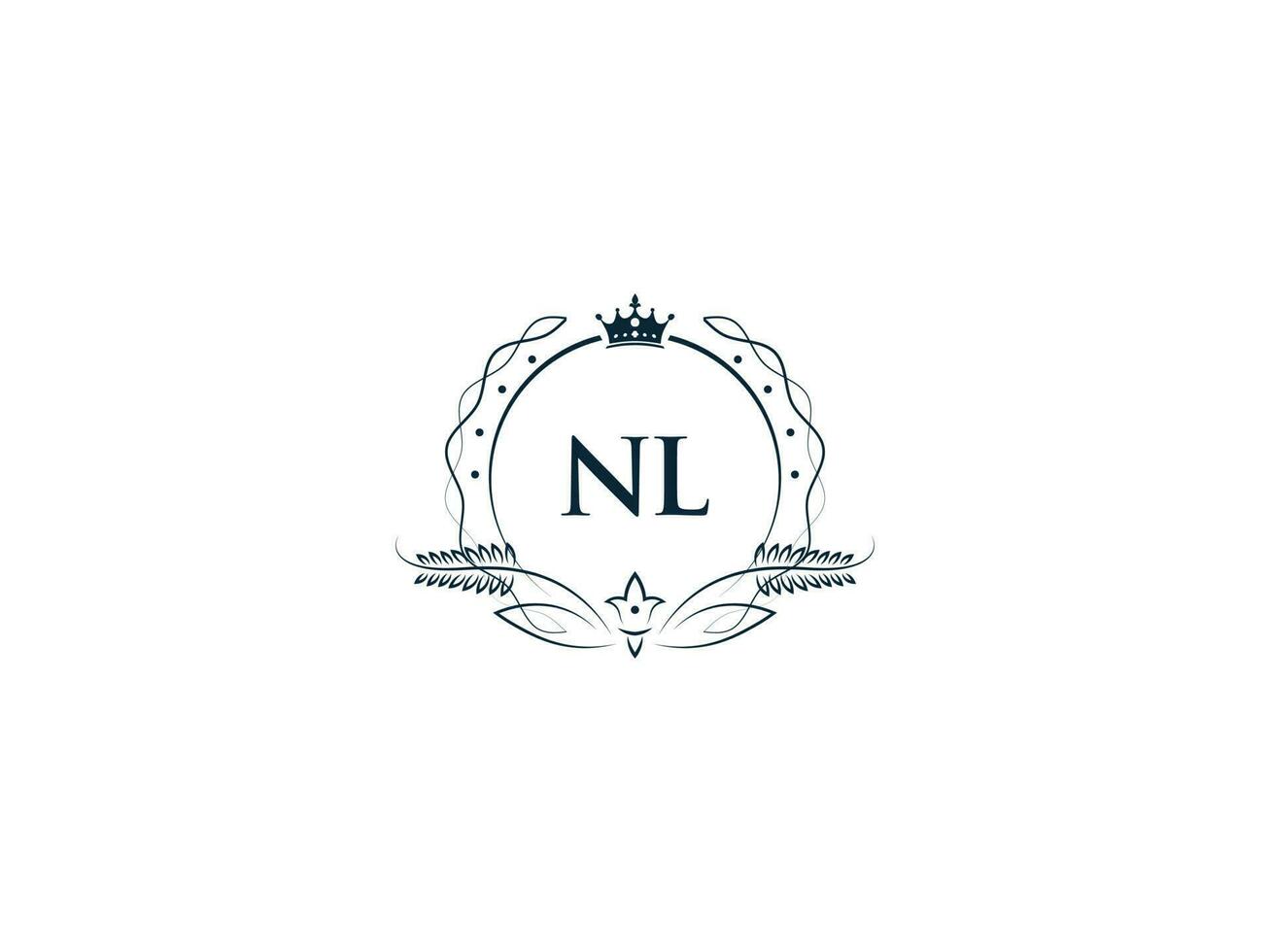 Minimalist Nl Feminine Logo Initial, Luxury Crown Nl ln Business Logo Design vector