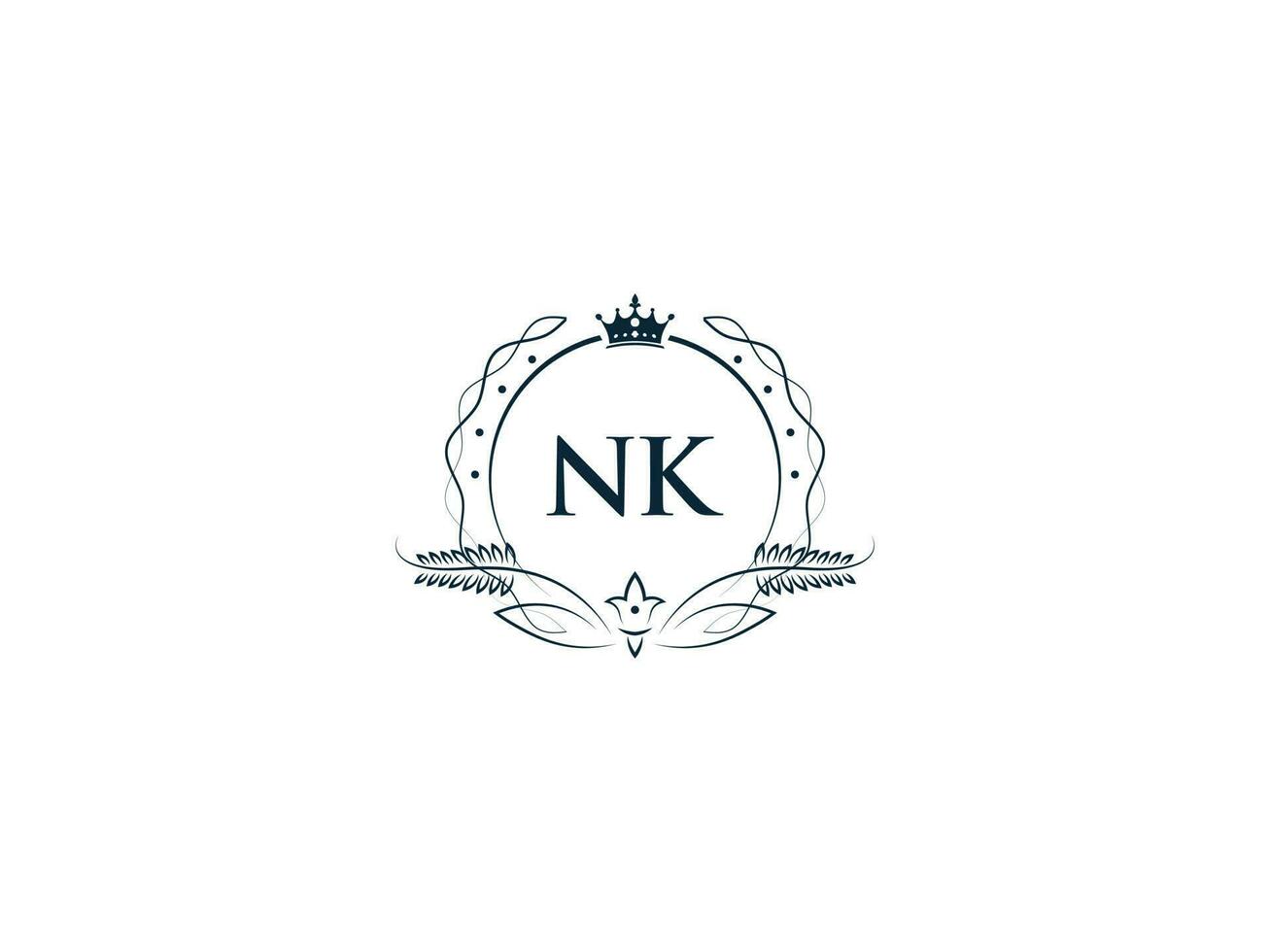 minimalista nk femenino logo inicial, lujo corona nk kn negocio logo diseño vector