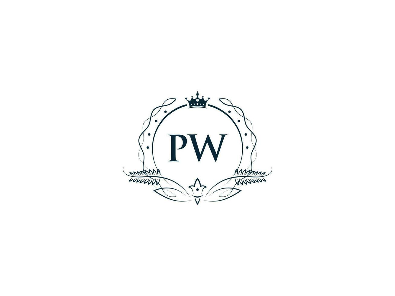 Minimalist Pw Logo Icon, Creative Pw wp Luxury Crown Letter Logo Design vector