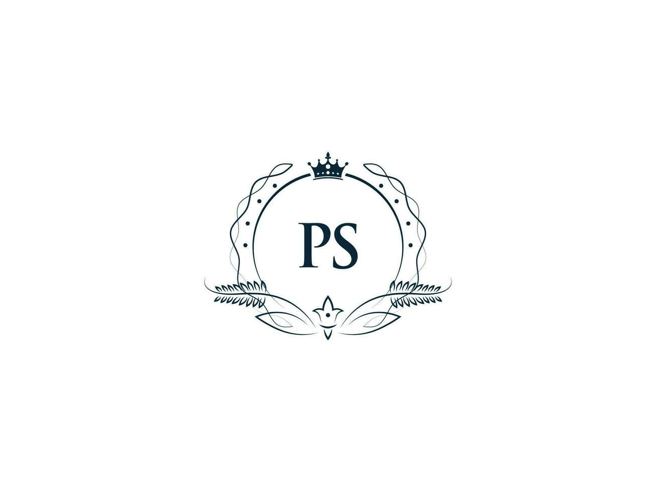 Minimalist Ps Logo Icon, Creative Ps sp Luxury Crown Letter Logo Design vector