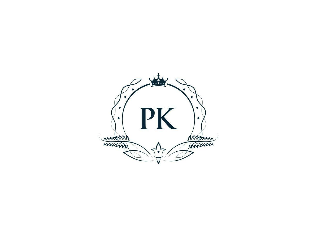 Minimalist Pk Logo Icon, Creative Pk kp Luxury Crown Letter Logo Design vector