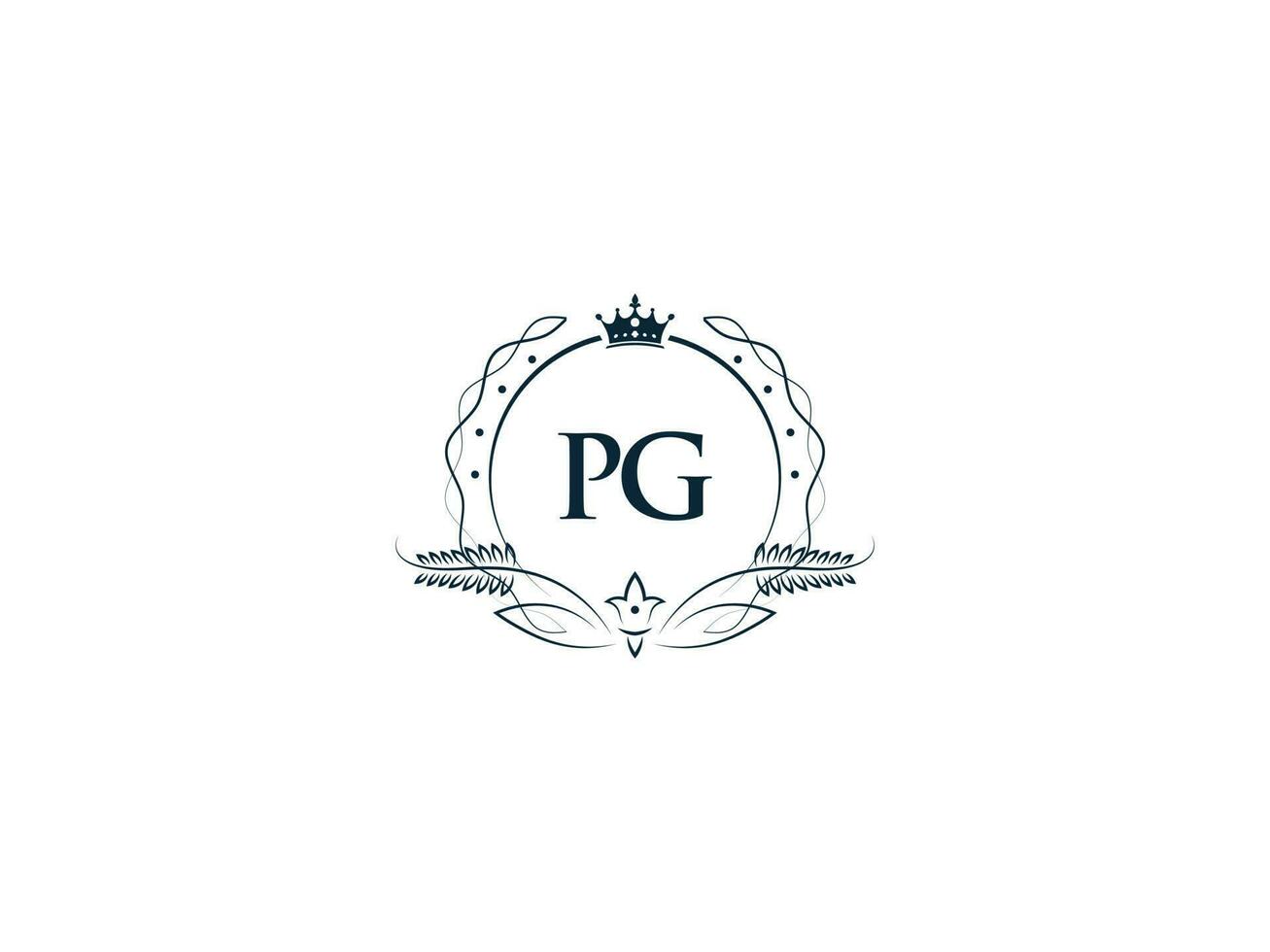 Minimalist Pg Logo Icon, Creative Pg gp Luxury Crown Letter Logo Design vector