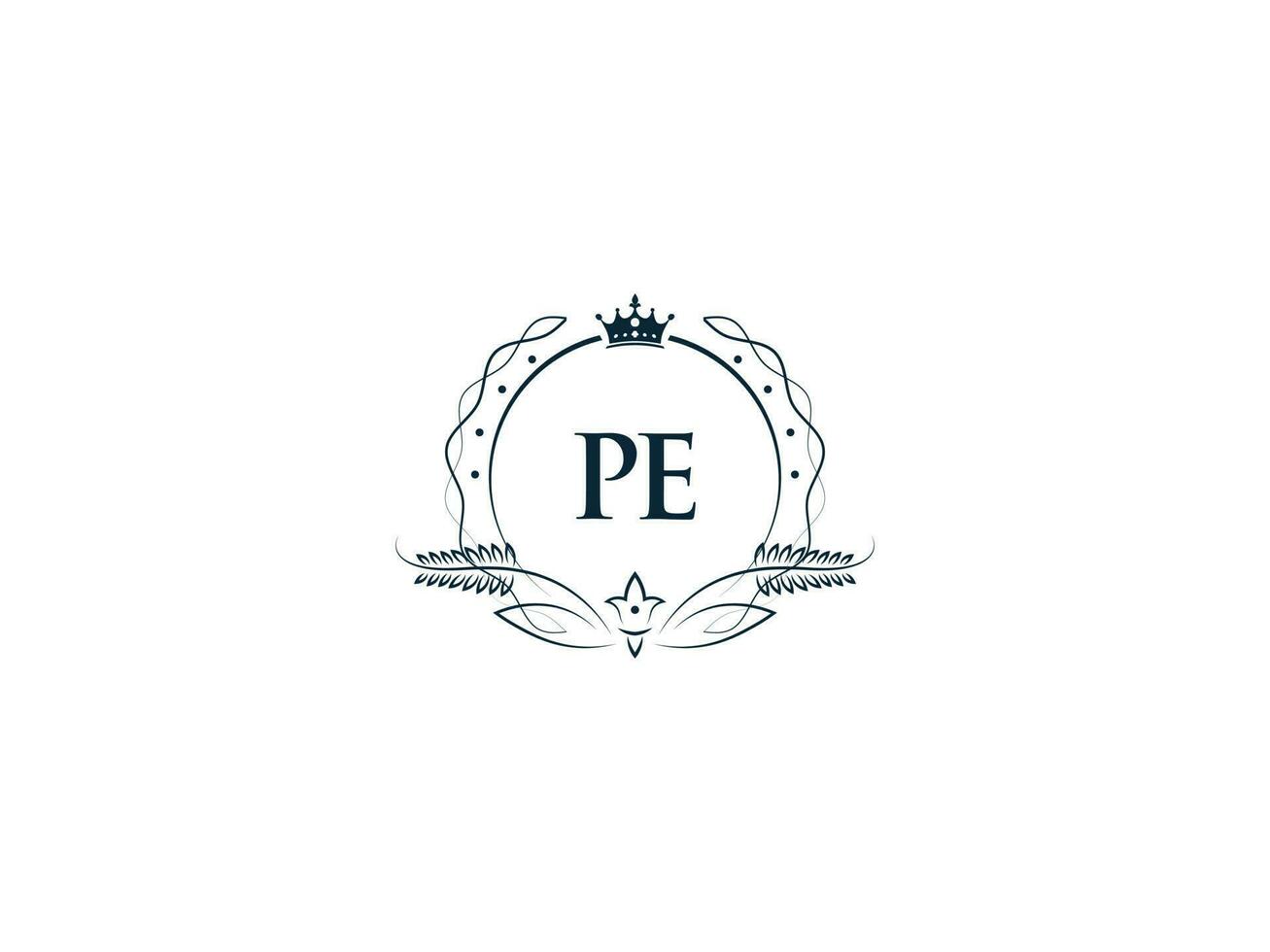Minimalist Pe Logo Icon, Creative Pe ep Luxury Crown Letter Logo Design vector