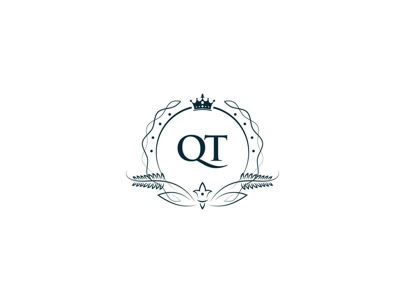 Premium Royal Crown Qt Logo, Unique Letter Qt tq Logo Icon Vector Image Design