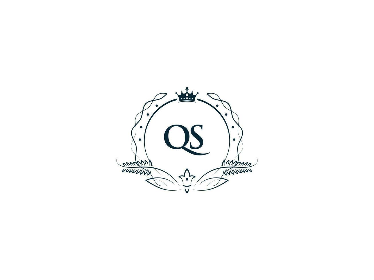 prima real corona qs logo, único letra qs sq logo icono vector imagen diseño