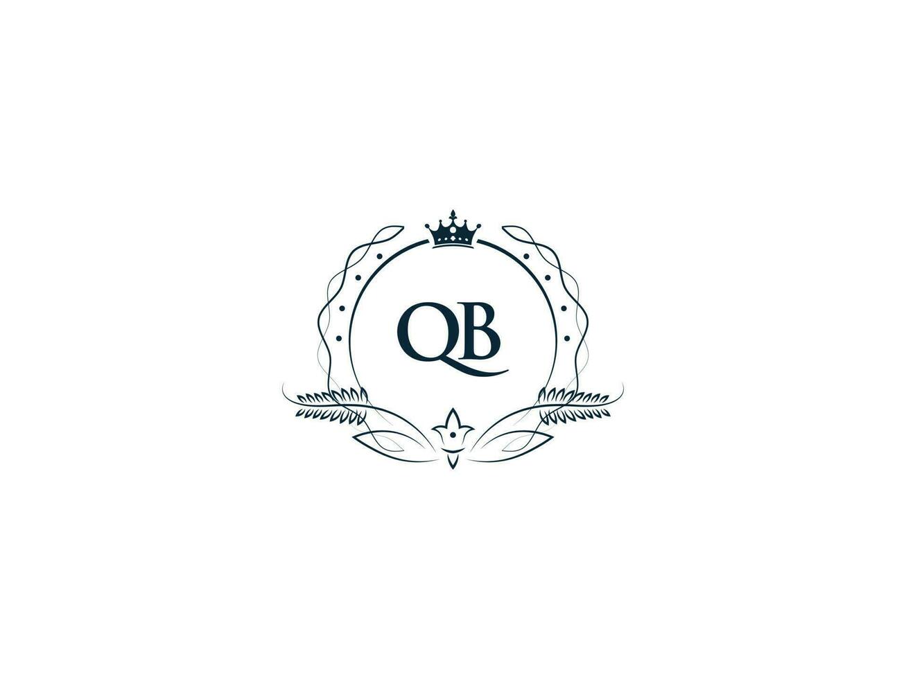 prima real corona qb logo, único letra qb bq logo icono vector imagen diseño
