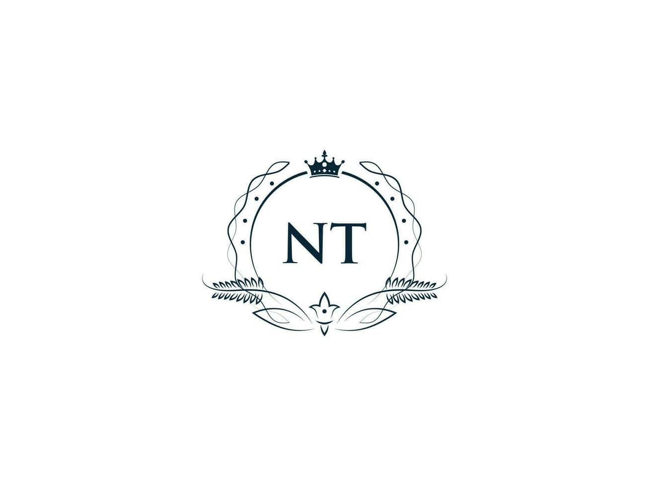 Minimalist Nt Feminine Logo Initial, Luxury Crown Nt tn Business Logo Design vector