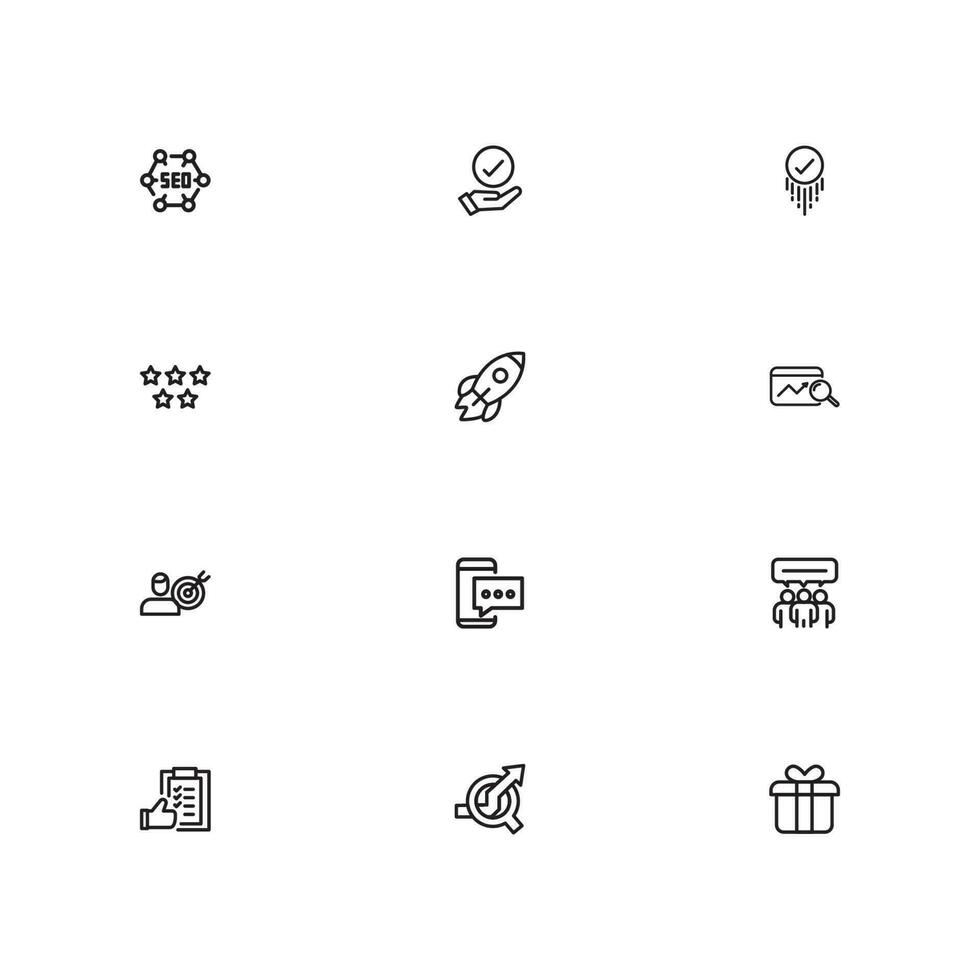 SEO and promotion line icons collection. Big UI icon set. Thin outline icons pack vector