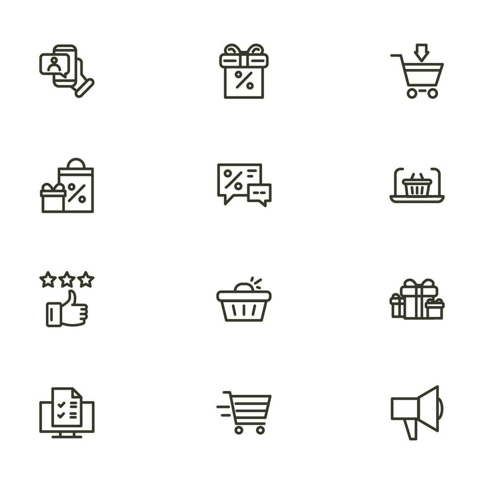 Online shopping application Interface related icon set. set line icon vector