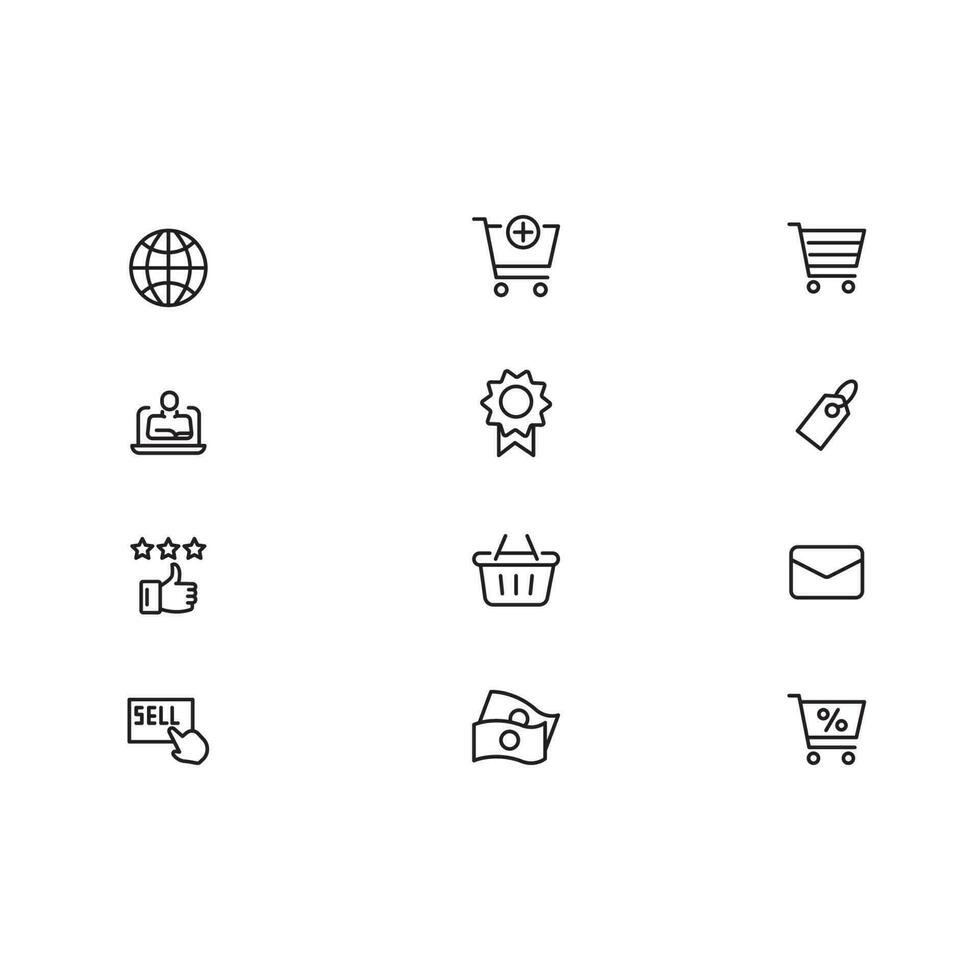 Online shopping application Interface related icon set. set line icon vector