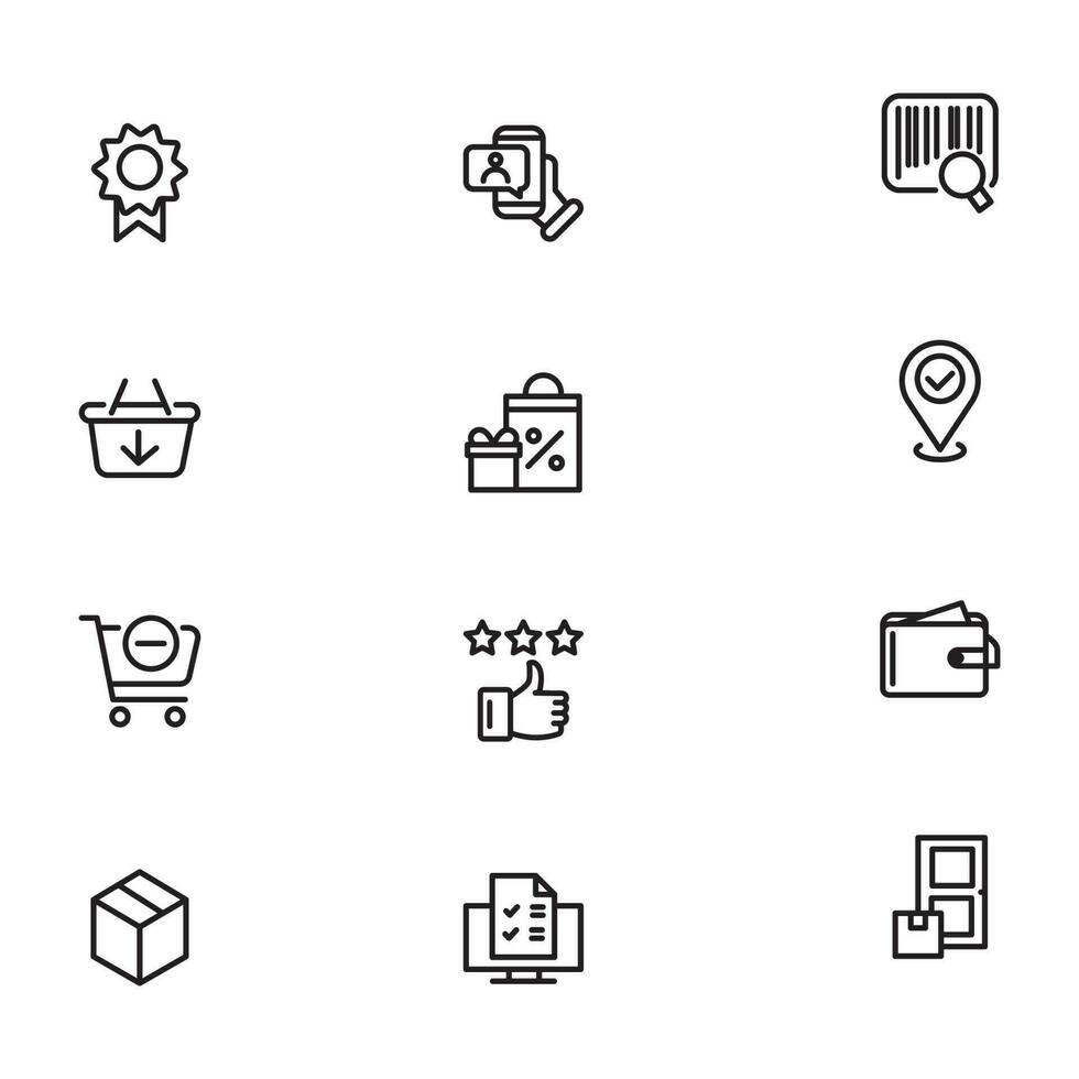 Online shopping application Interface related icon set. set line icon vector