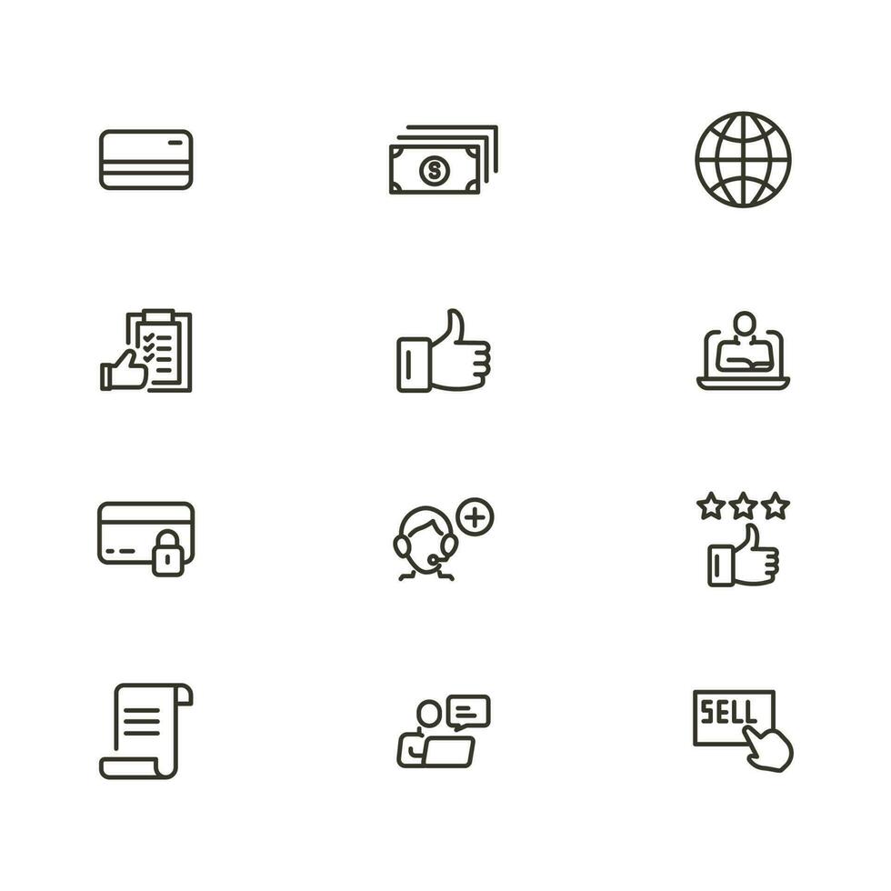 Online shopping application Interface related icon set. set line icon vector