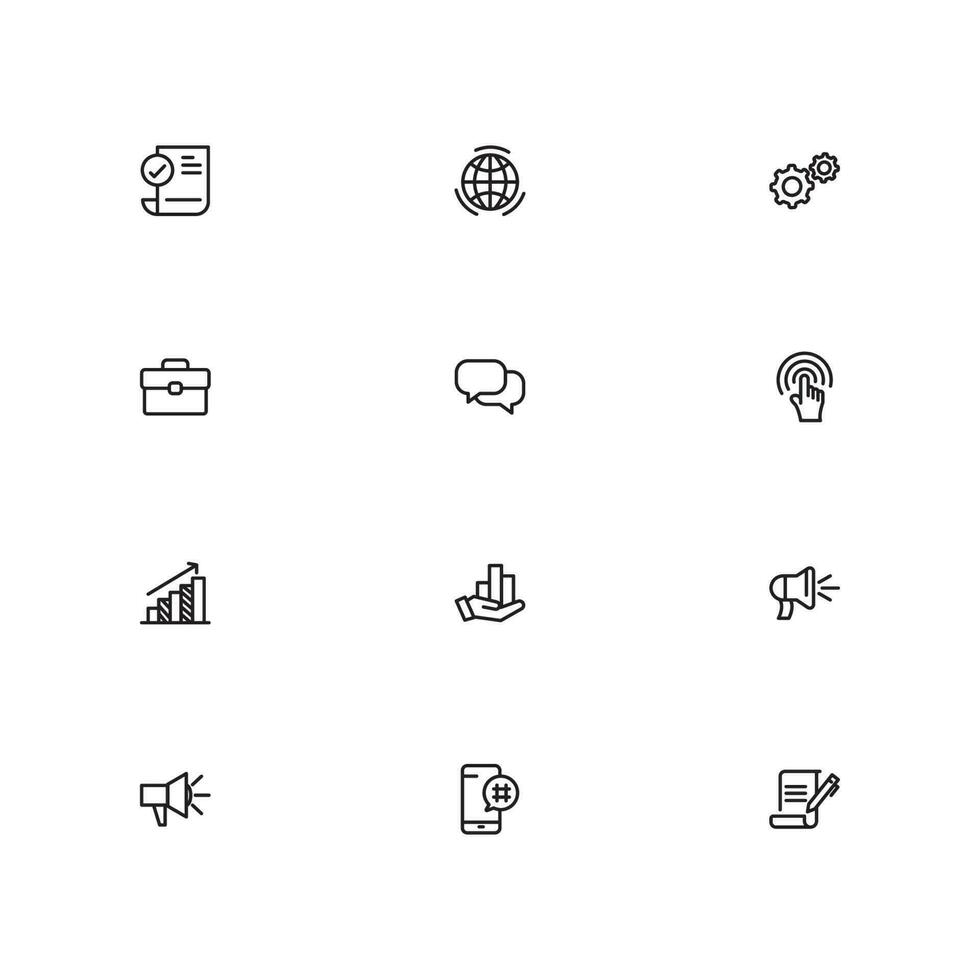 SEO and promotion line icons collection. Big UI icon set. Thin outline icons pack vector