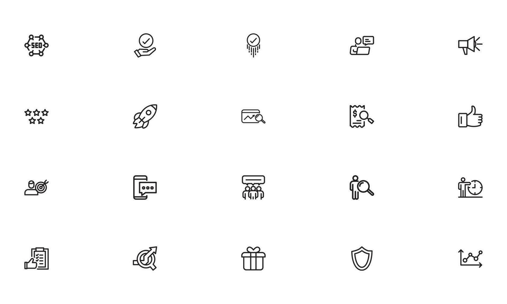 SEO and promotion line icons collection. Thin outline icons pack vector