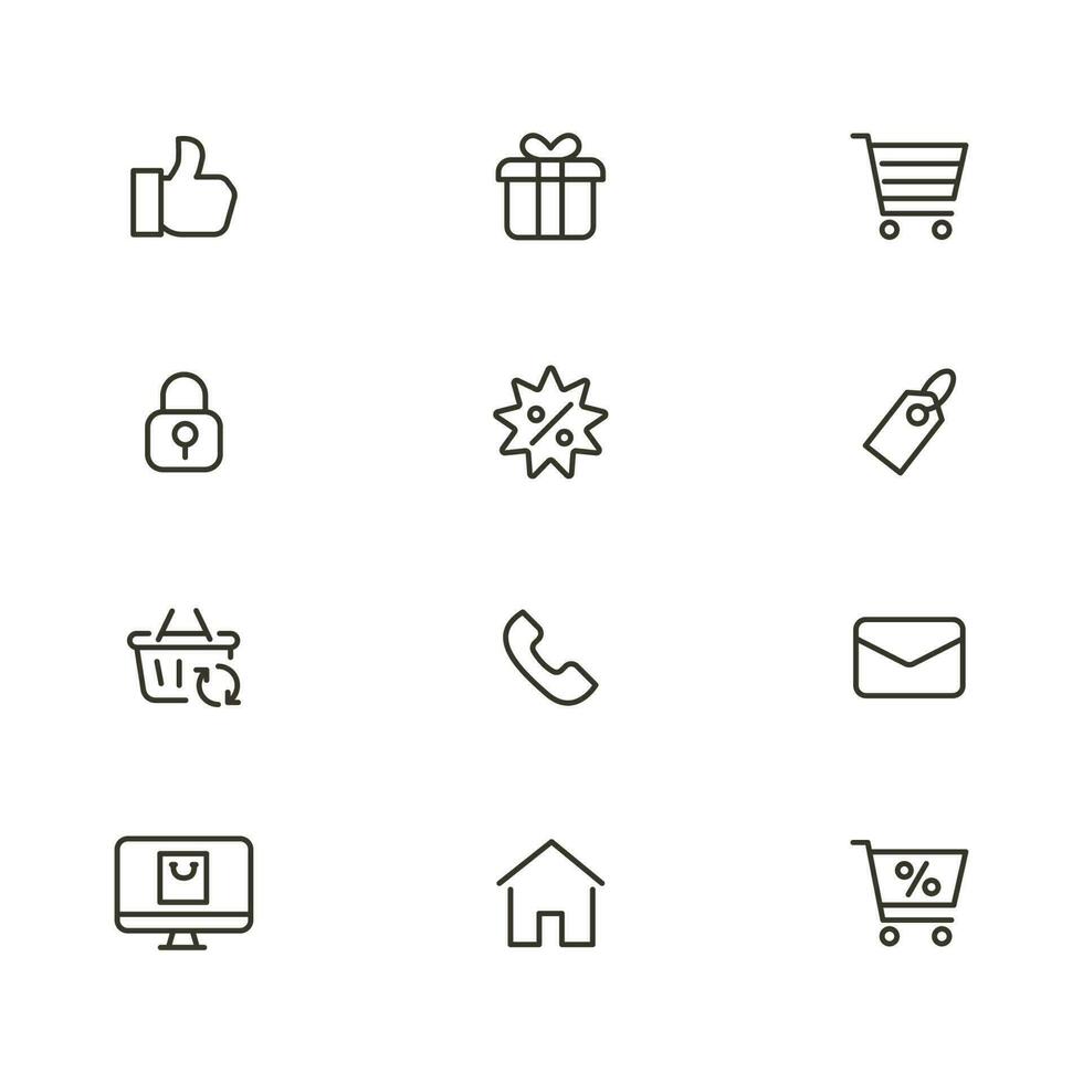 Online shopping application Interface related icon set. set line icon vector