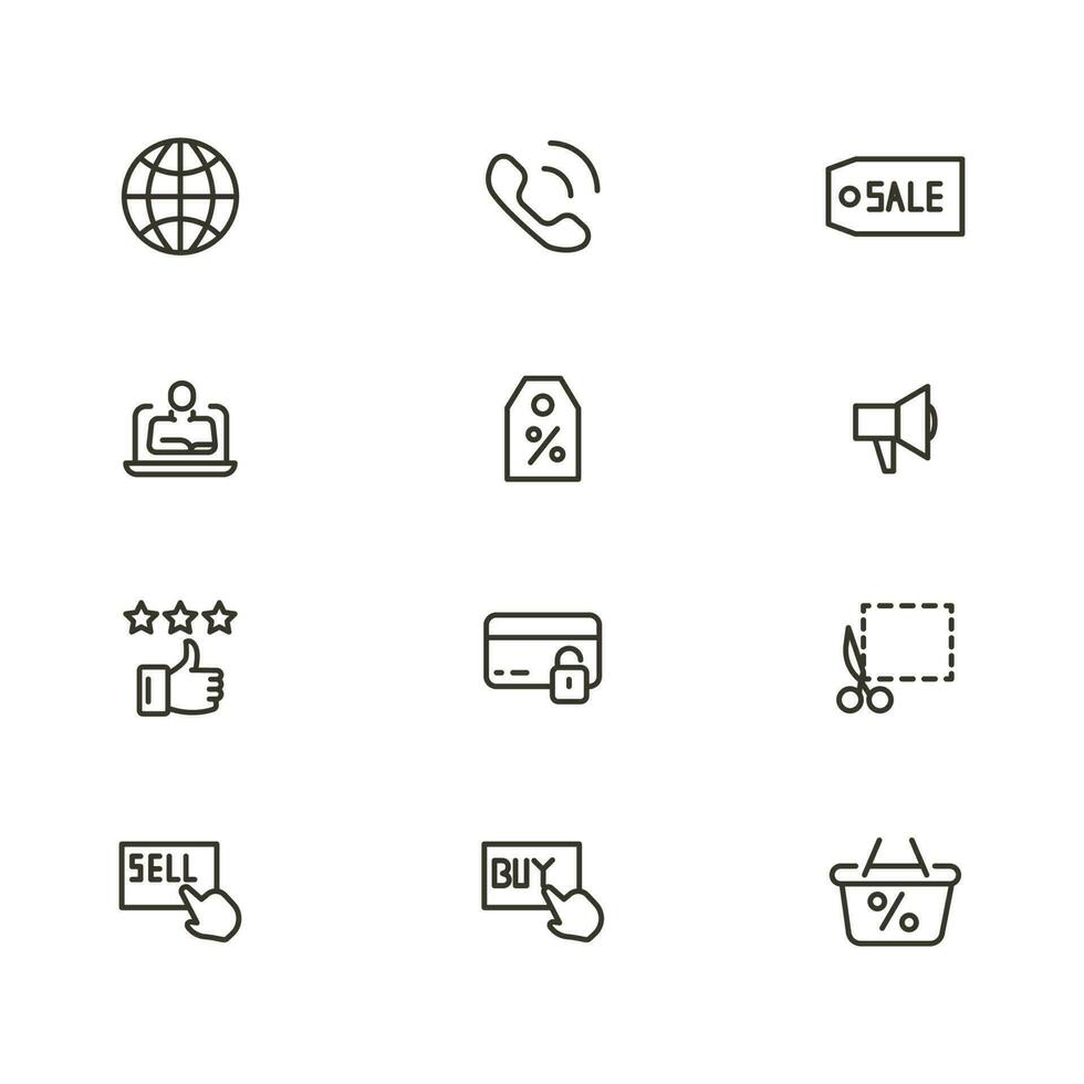 Online shopping application Interface related icon set. set line icon vector