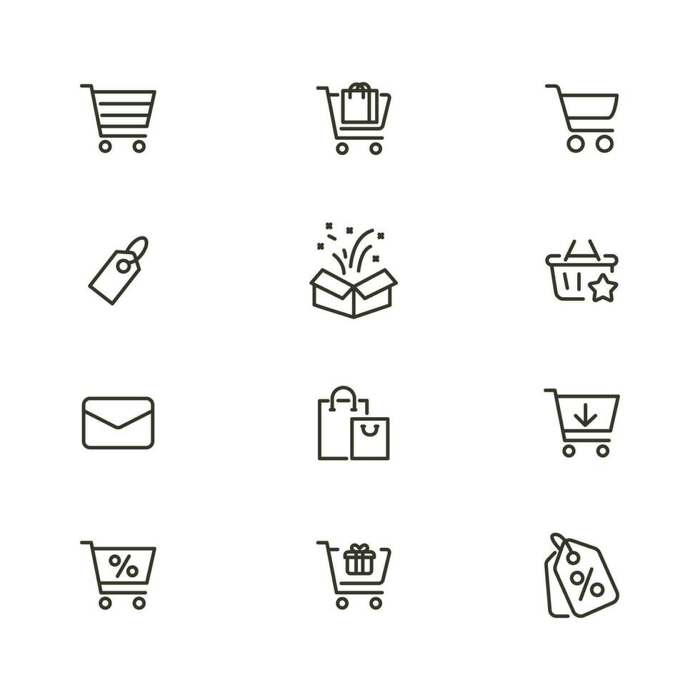 Online shopping application Interface related icon set. set line icon vector