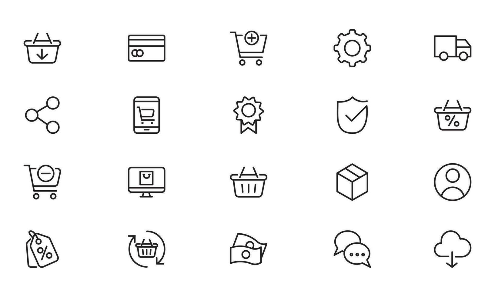 Online shopping application Interface related icon set. Line Icon Website sign vector