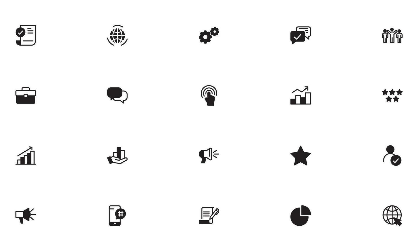 SEO and promotion glyph solid icons collection. set icon seo promotion icons pack vector