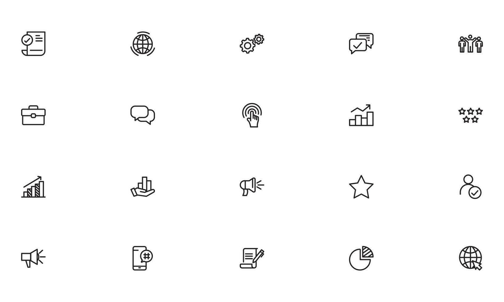 SEO and promotion line icons collection. Thin outline icons pack vector