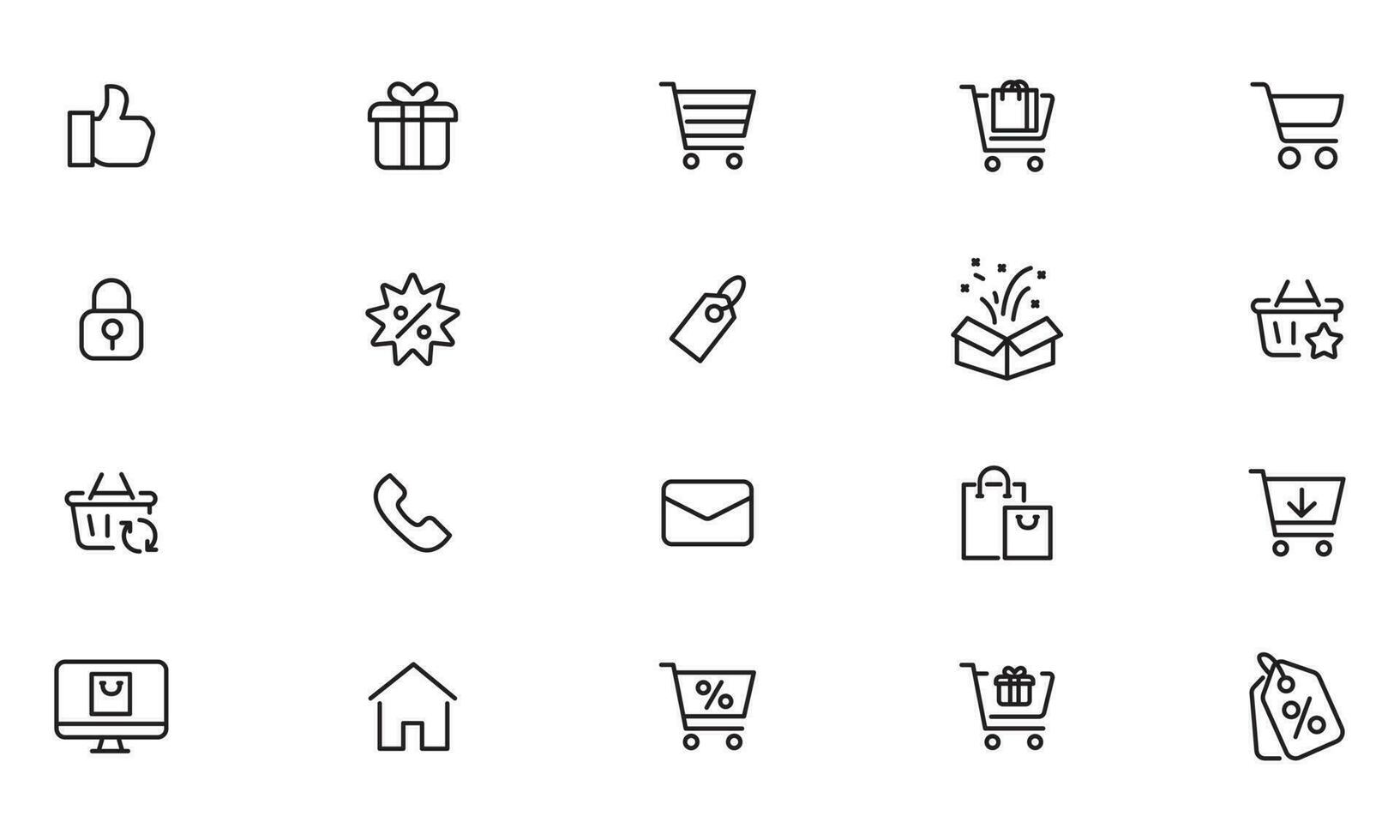 Online shopping application Interface related icon set. Line Icon Website sign vector