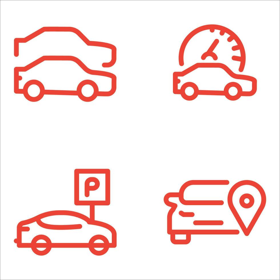 conjunto línea icono Servicio coche vector