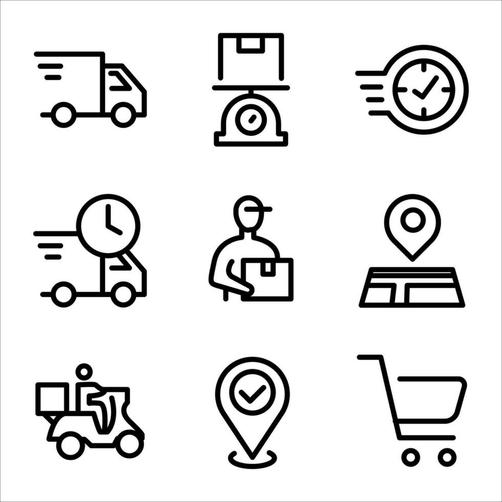 set line icon management delivery vector