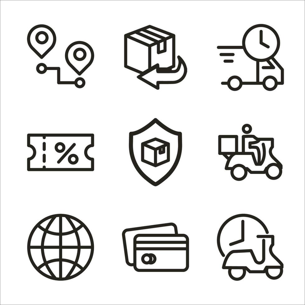 set line icon management delivery vector