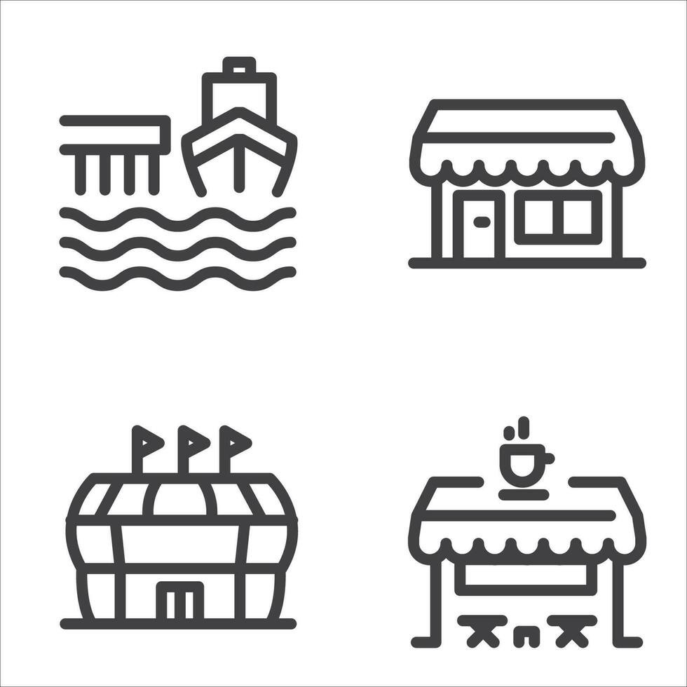 set icon line building vector