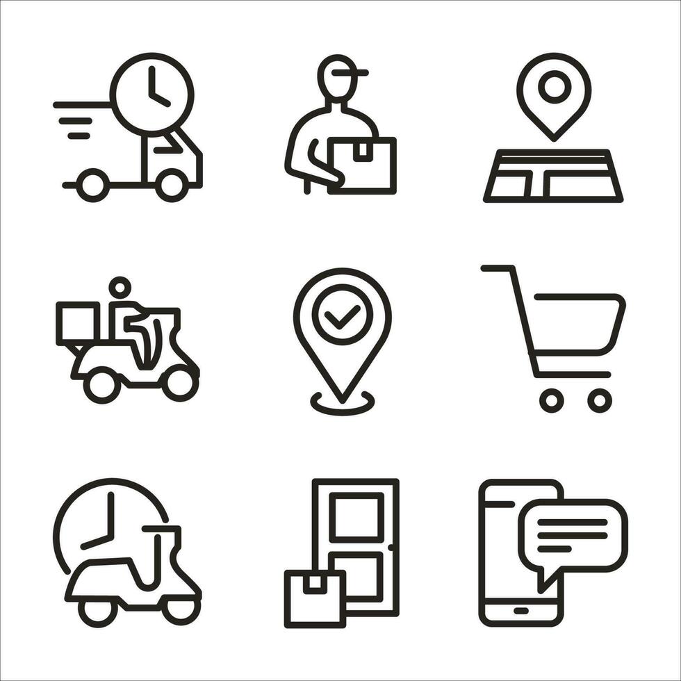 set line icon management delivery vector
