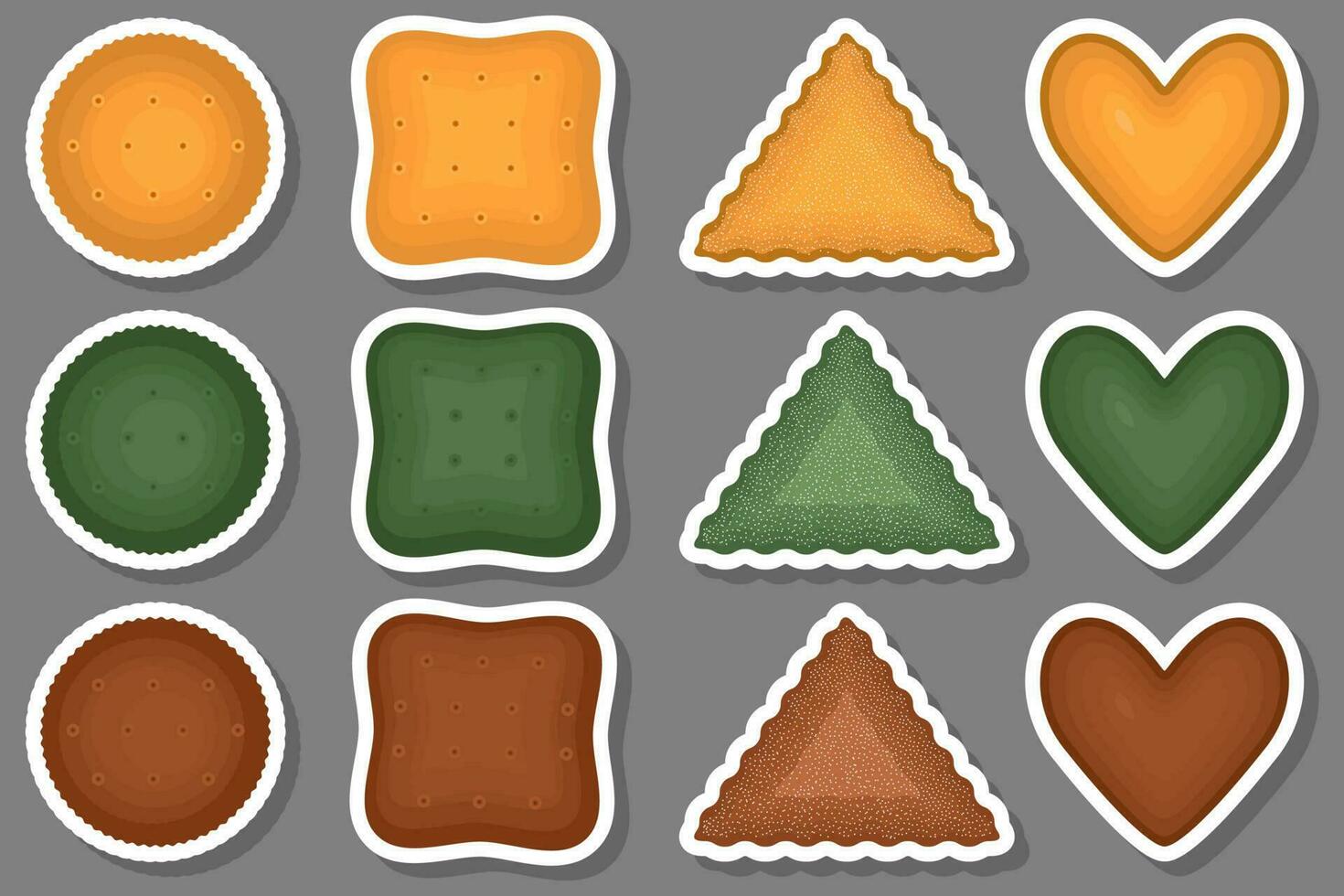 gran juego de galletas caseras de diferentes sabores en galletas de pastelería vector