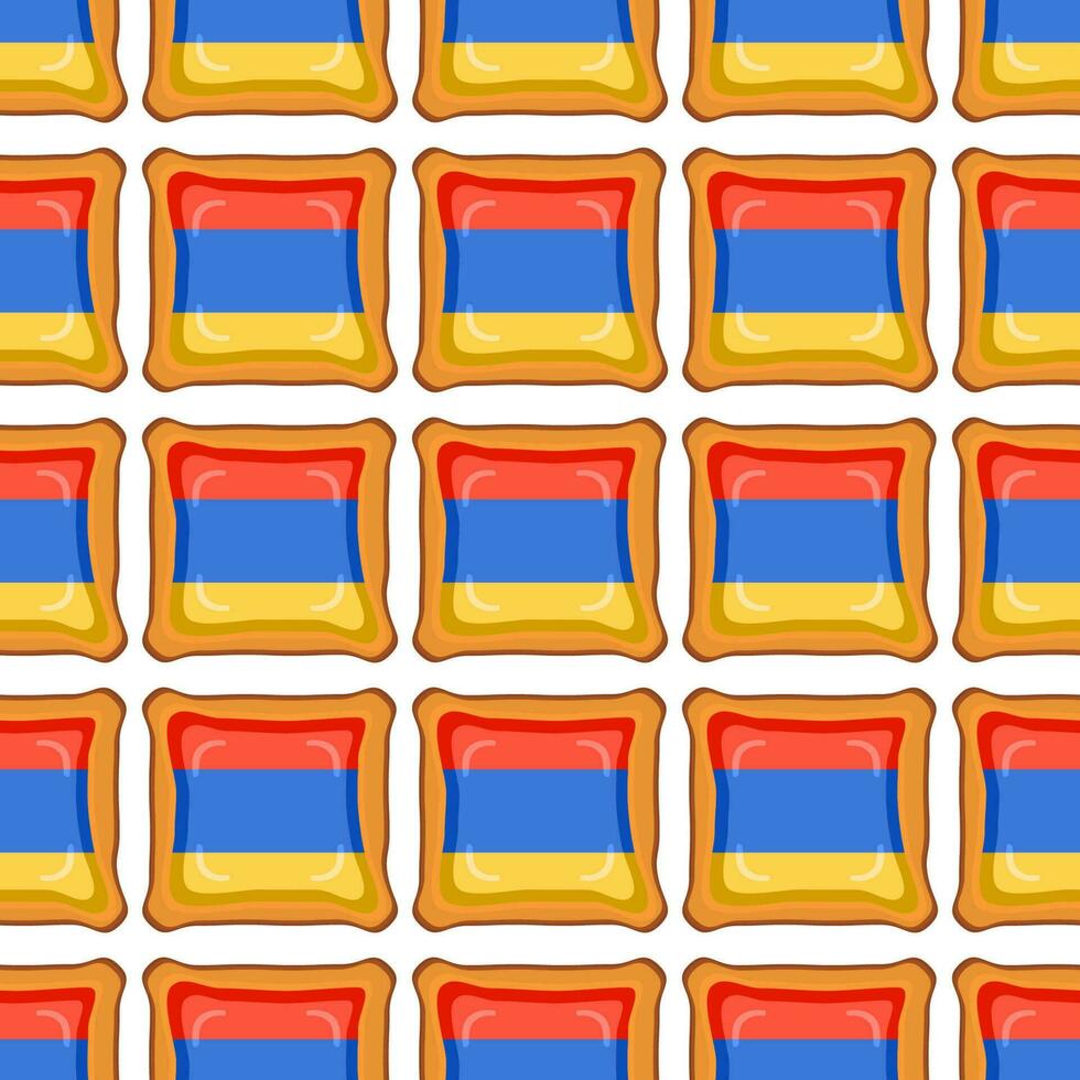 Pattern cookie with flag country Armenia in tasty biscuit vector