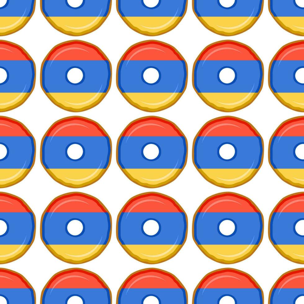 Pattern cookie with flag country Armenia in tasty biscuit vector