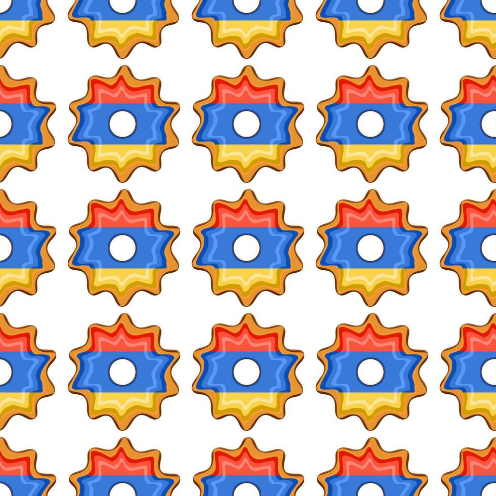 Pattern cookie with flag country Armenia in tasty biscuit vector