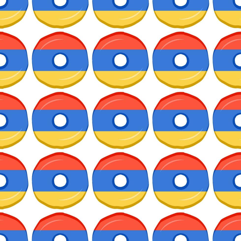 Pattern cookie with flag country Armenia in tasty biscuit vector