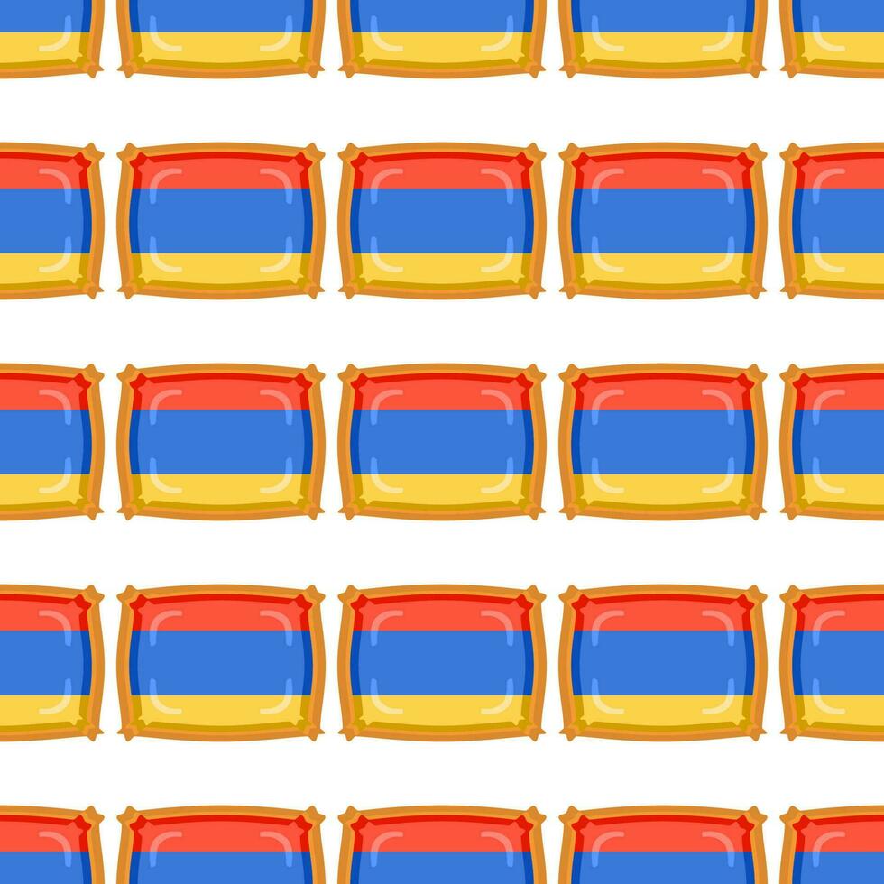 Pattern cookie with flag country Armenia in tasty biscuit vector