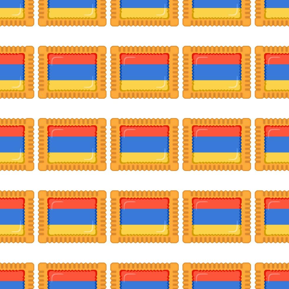 Pattern cookie with flag country Armenia in tasty biscuit vector