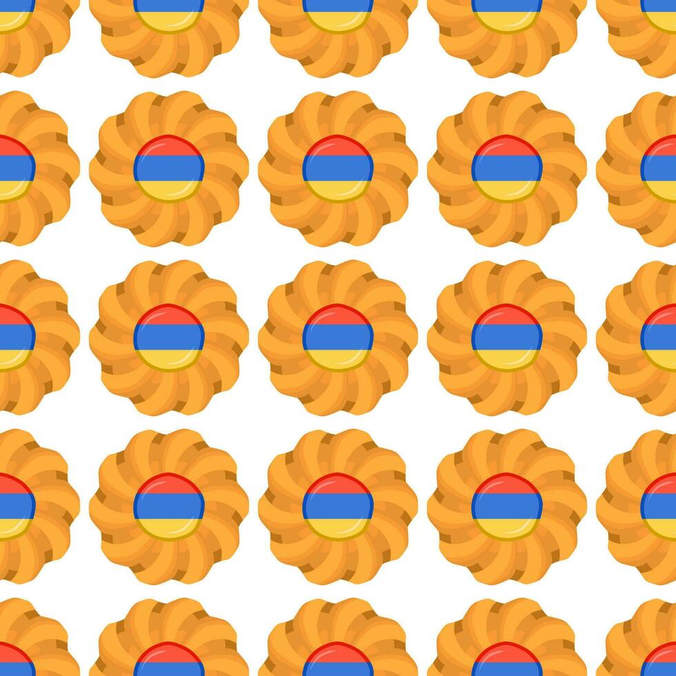 Pattern cookie with flag country Armenia in tasty biscuit vector