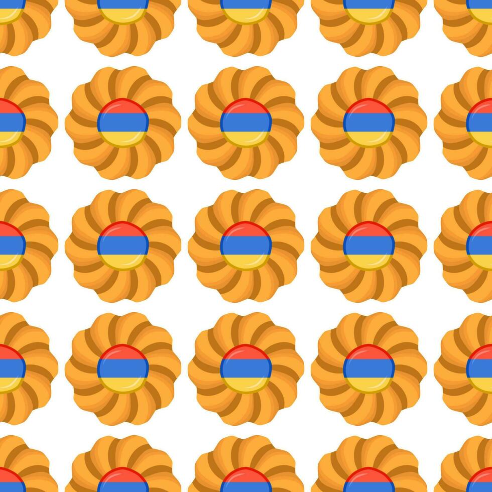 Pattern cookie with flag country Armenia in tasty biscuit vector