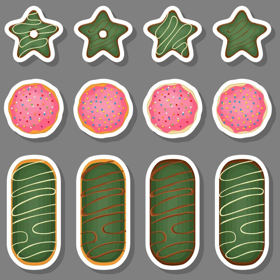 Big set homemade cookie different taste in pastry biscuit vector