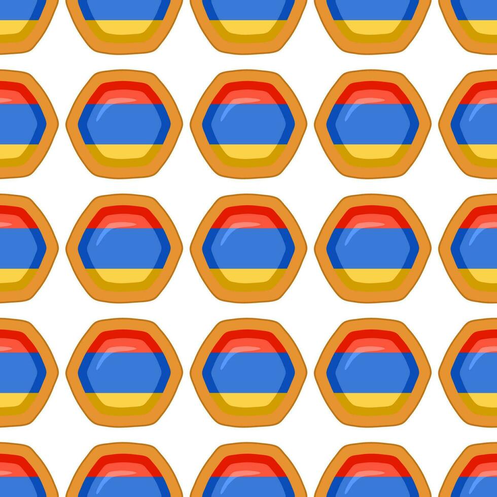 Pattern cookie with flag country Armenia in tasty biscuit vector
