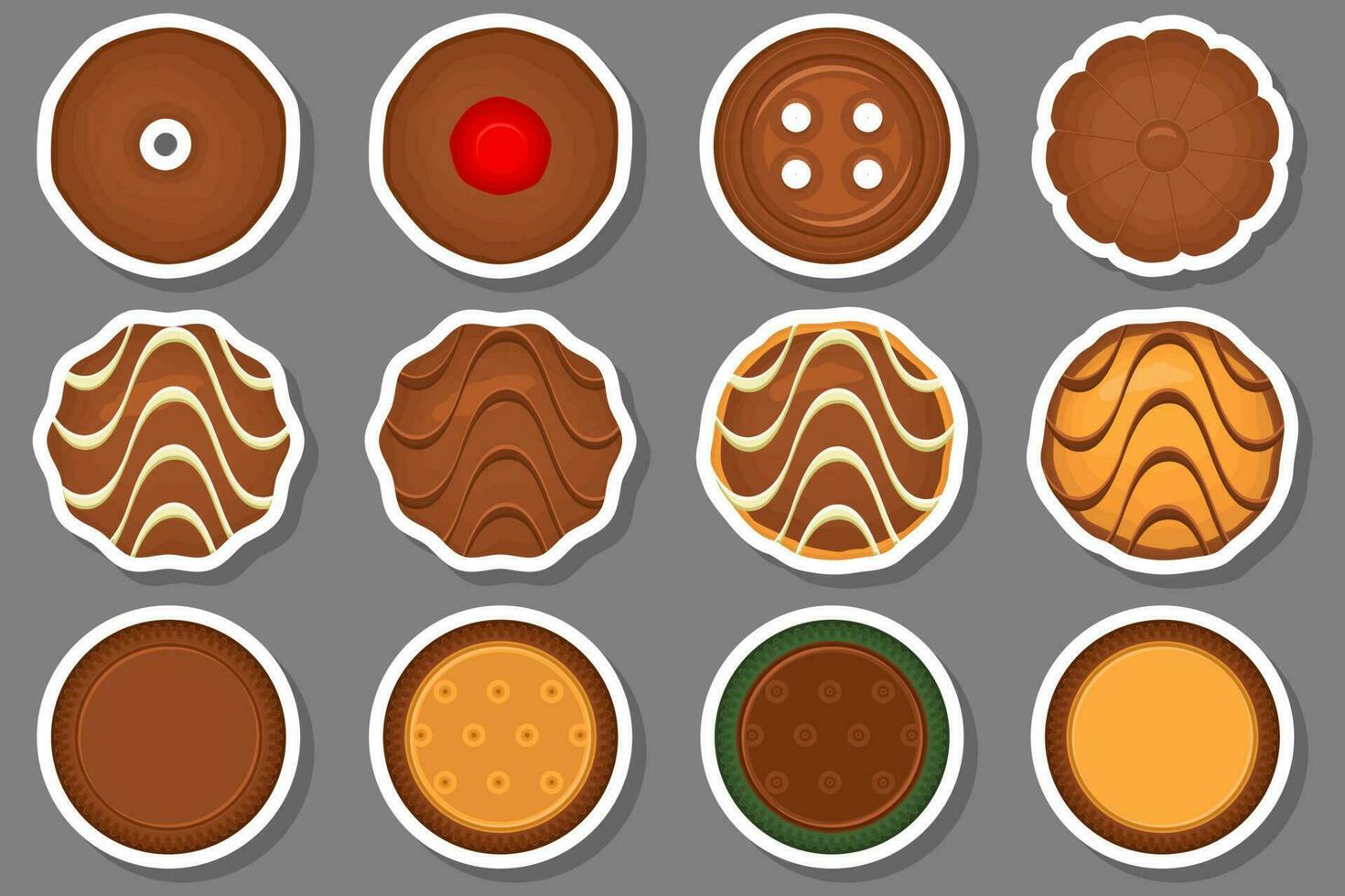 Big set homemade cookie different taste in pastry biscuit vector