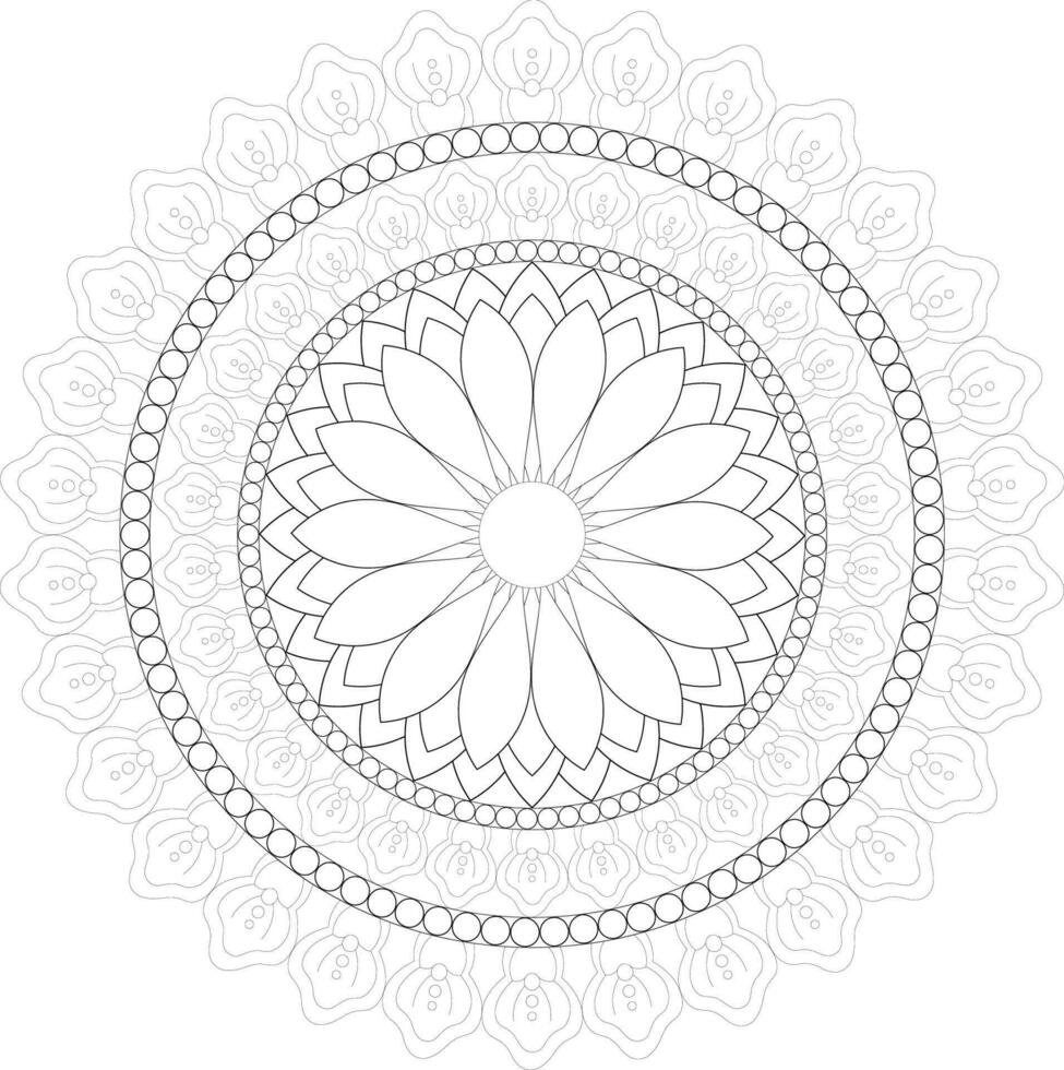 vector dibujo para colorante libro. geométrico floral modelo. contorno dibujo en un blanco antecedentes. mandala
