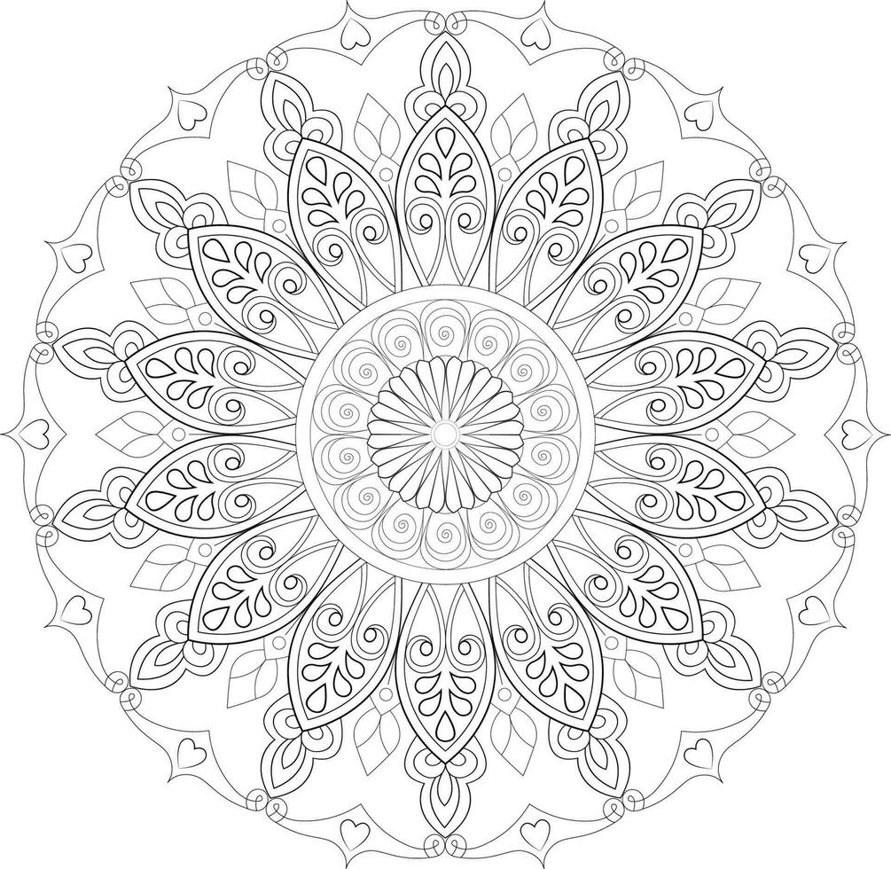 vector dibujo para colorante libro. geométrico floral modelo. contorno dibujo en un blanco antecedentes. mandala