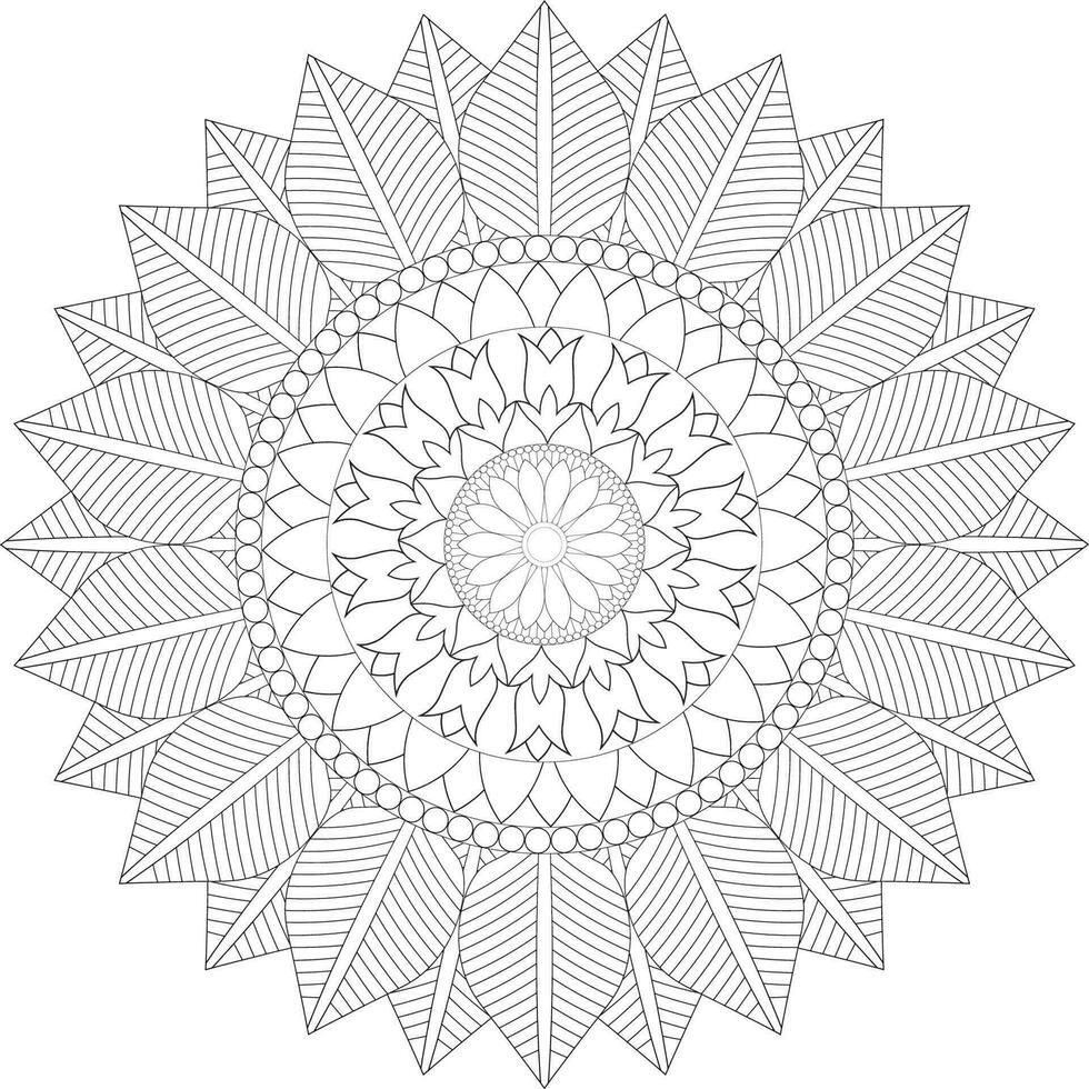 Vector drawing for coloring book. Geometric floral pattern. Contour drawing on a white background. Mandala