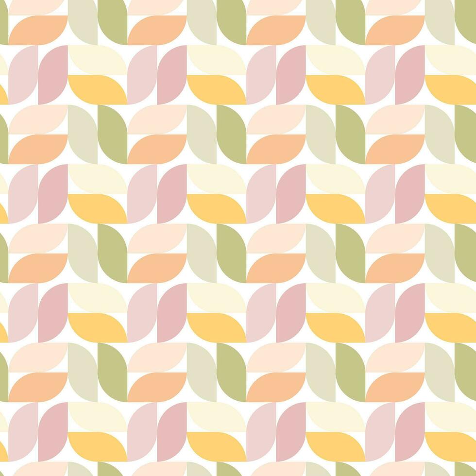 Seamless pattern of geometric, mid-century design leaves on  isolated background. Design for celebration prints, scrapbooking, nursery decor, home decor, paper crafts, invitation design, textile. vector