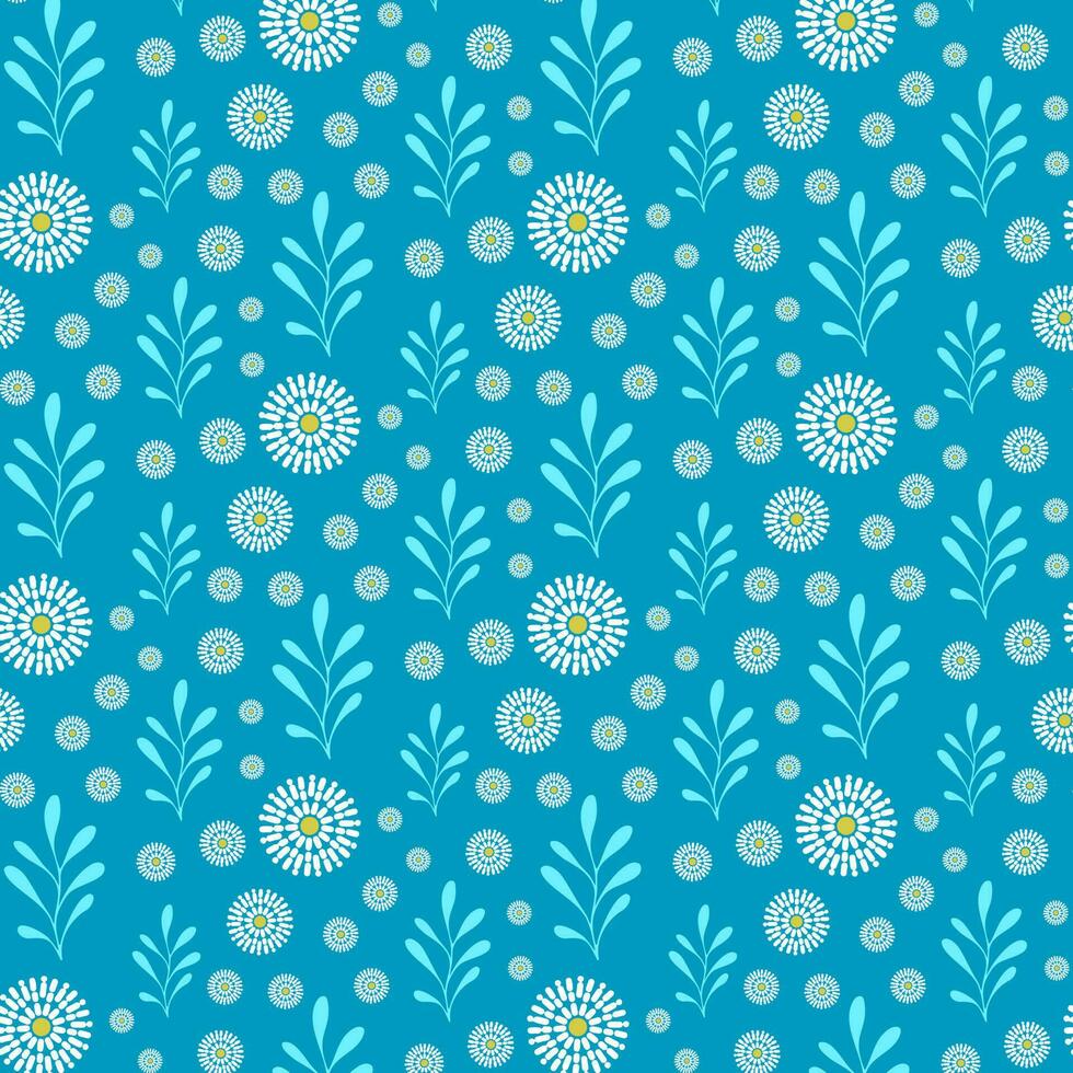 Seamless pattern of hand drawn of wild doodle flowers on isolated background. Design for mothers day, Easter, springtime and summertime celebration, scrapbooking, textile, home decor, paper craft. vector