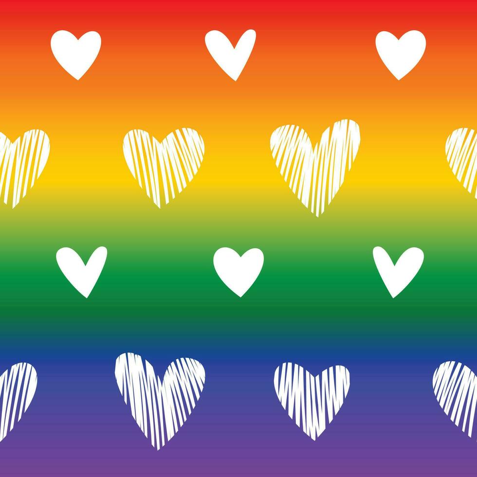 LGBT gradient. Banner. Rainbow colors. Hearts pattern vector